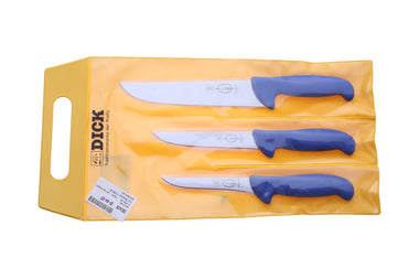 Set 3 cutite Dick Ergogrip 8.2559.00, cu manere albastre
