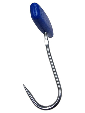 Carlig de mana cu maner oval din plastic,culoare albastra