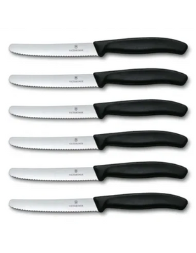 Set 6 cutite cu lama zimtata 11cm Victorinox Swiss Classic negru 6.7833.6