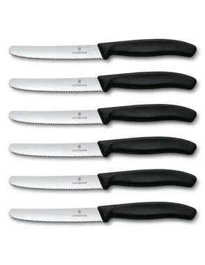 Set 6 cutite cu lama zimtata 11cm Victorinox Swiss Classic negru 6.7833.6