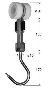 Carlig inox pentru vitei - linie abatorizare dubla - roti cu diametru 90mm - Magazinul de cutite
